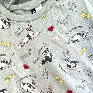 H&M French Bulldog Yoga Lightweight Sweatshirt Gray Women's Size Medium